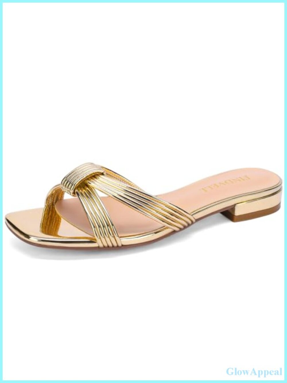 Faux Leather Flat Slide Sandals Knot Strappy Square Open Toe Summer Dressy